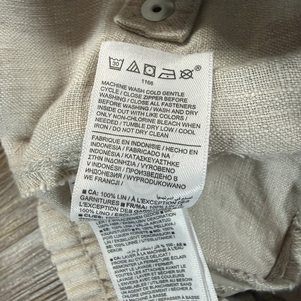 Athleta Women's 6T 100% Linen Pants Beige Pull On Relaxed Casual Coastal Minimal - Picture 6 of 10
